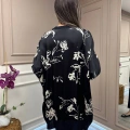 Ghisa 25YÖRTNK4016 Siyah Çiçek Desenli Tunik