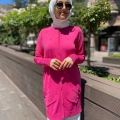 Ghisa 4YOBTNK4227 Fuşya Damla Taş Detaylı Tunik
