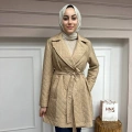 Heddy & Nurcan Çetin 24704 Bej Bağlamalı Kısa Ceket