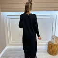 İnvee 6930 Siyah Eteği Dikiş Detaylı Triko Elbise