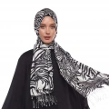 İpekevi 02671 Siyah Zebra Desen İpek Şal