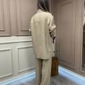 Lisa Exclusive 5078 Bej Çizgili Keten Takım