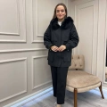 Lisa Exclusive 6030 Siyah Kürklü Trençkot