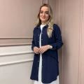 Magazin 7295 Lacivert Çıtçıtlı Tensel Tunik