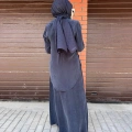 Miss Dalida 2260262 Lacivert Bağlama Detaylı Keten Ceket - Elbise Takımı