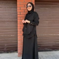 Miss Dalida 2260262 Siyah Bağlama Detaylı Keten Ceket - Elbise Takımı