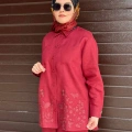 Miss Dalida 2263251 Cherry Nakış İşlemeli Keten Gömlek