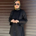 Miss Dalida 2263253 Siyah Triko Tiktaklı Keten Gömlek
