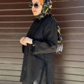 Miss Dalida 2263253 Siyah Triko Tiktaklı Keten Gömlek