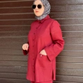 Miss Dalida 2263256 Cherry Minimal Nakışlı Cepli Keten Gömlek