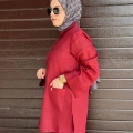 Miss Dalida 2263256 Cherry Minimal Nakışlı Cepli Keten Gömlek