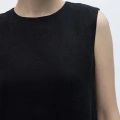 Miss Dalida 2264251 Siyah Kolsuz Düz Renk Keten Elbise