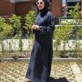 Miss Dalida 2264255 Lacivert Gömlek Yaka Bekletme Detaylı Keten Elbise