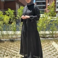 Miss Dalida 2264255 Siyah Gömlek Yaka Bekletme Detaylı Keten Elbise