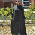 Miss Dalida 2264255 Siyah Gömlek Yaka Bekletme Detaylı Keten Elbise