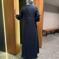 Miss Dalida 2264257 Lacivert Uzun Kollu Keten Cupro Elbise