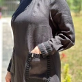 Miss Dalida 2264259 Siyah Uzun Kollu Cepli Keten Elbise