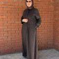 Miss Dalida 2264260 Kahverengi Önü Cepli Basic Keten Elbise