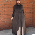 Miss Dalida 2264260 Kahverengi Önü Cepli Basic Keten Elbise
