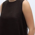 Miss Dalida 2266251 Kakao Kolsuz Düz Renk Keten Tunik