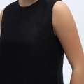 Miss Dalida 2266251 Siyah Kolsuz Düz Renk Keten Tunik