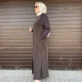Miss Dalida T26Y-9000 Kakao Triko Detaylı V Yaka Cupro Kap