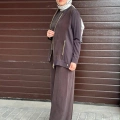 Miss Dalida T26Y8203 Kakao Fermuarlı Cupro Detaylı Triko Ceket