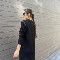 Misswhence 34012 Siyah Omzu Fermuarlı Uzun Tunik