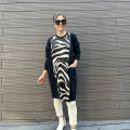 Misswhence 34037 Siyah Zebra Desen Tunik