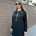 Misswhence 36013 Siyah Yaka Detaylı Triko Tunik