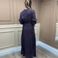 Misswhence 37800 Mor Fermuarlı İşlemeli Elbise
