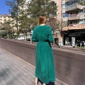 Misswhence 37838 Yeşil Etek Ucu Detaylı Elbise