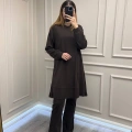 Misswhence 38020 Kahve Yanları Fermuar Detaylı Tunik