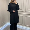 Misswhence 38020 Siyah Yanları Fermuar Detaylı Tunik