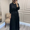 Misswhence 38809 Siyah Jakarlı Cupro Elbise