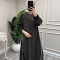Misswhence 39031 Kahverengi Fermuar Detaylı Tunik