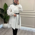 Misswhence 39305 Beyaz Kemerli Tunik