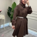Misswhence 39305 Kahverengi Kemerli Tunik