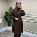 Misswhence 39305 Kahverengi Kemerli Tunik