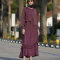 Misswhence 39815 Bordo Yelekli Etek Ucu Detaylı Elbise