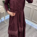 Misswhence 39834 Bordo Yelekli Elbise
