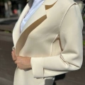 Noi 64335 Krem Puf Scuba Üstten Dikişli Blazer Ceket