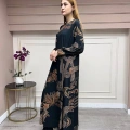 Noi 74226 Siyah Jarse Çiçek Desenli Elbise