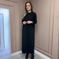 Nuss Triko 25Y1420 Siyah Fitil Detaylı Triko Elbise