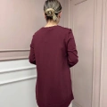 Nuss Triko 26K3002 Bordo Önü Leopar Desen Arkası Triko Tunik