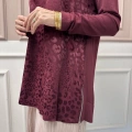 Nuss Triko 26K3002 Bordo Önü Leopar Desen Arkası Triko Tunik