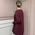 Nuss Triko 26K3002 Bordo Önü Leopar Desen Arkası Triko Tunik