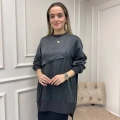 Nuss Triko 26K3003 Antrasit Önü Detaylı Tunik