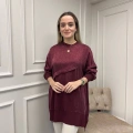 Nuss Triko 26K3003 Bordo Önü Detaylı Tunik