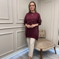 Nuss Triko 26K3003 Bordo Önü Detaylı Tunik